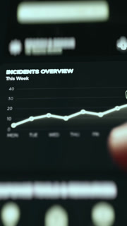 Incidents Overview Weekly Trend Line Graph on Dark Dashboard