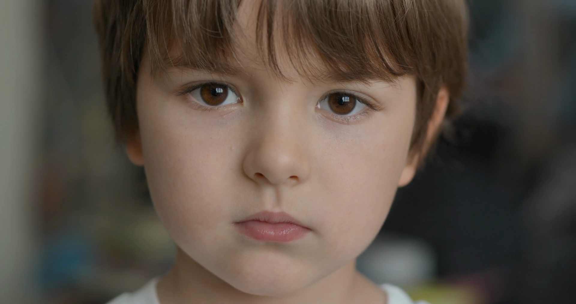 Portrait Little Child Boy Looking At Camera Stock Footage SBV-353059382 ...