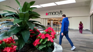 Interior entrance of a Macy's store in Mall business. Macy's interior store, customers staff products shopping, modern Mall. Global trade, tariffs. Greenville, SC, USA - September 5, 2025.