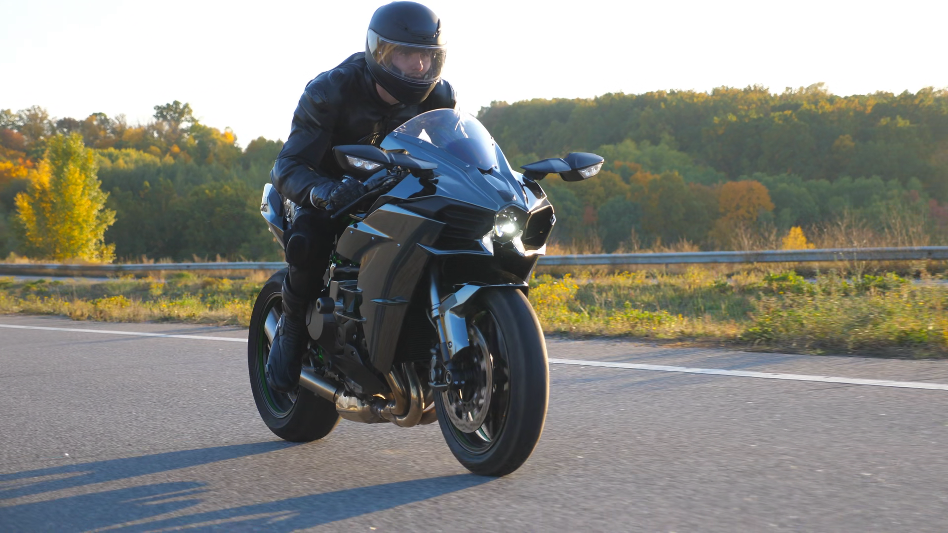 Motorcyclist Racing Motorcycle On Autumn Stock Footage SBV-353574513 ...