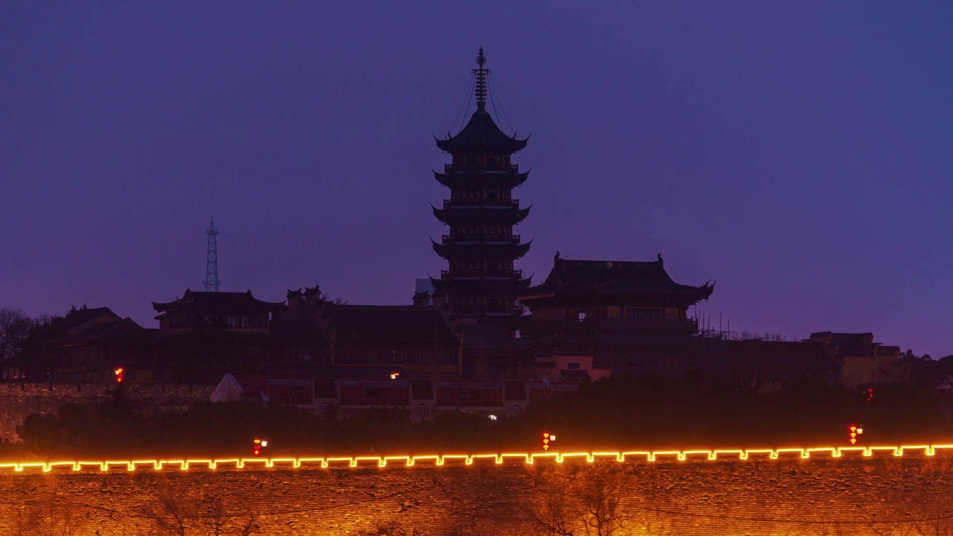 Jiming Temple With Old City Wall Timelapse Stock Footage SBV-352671085 ...
