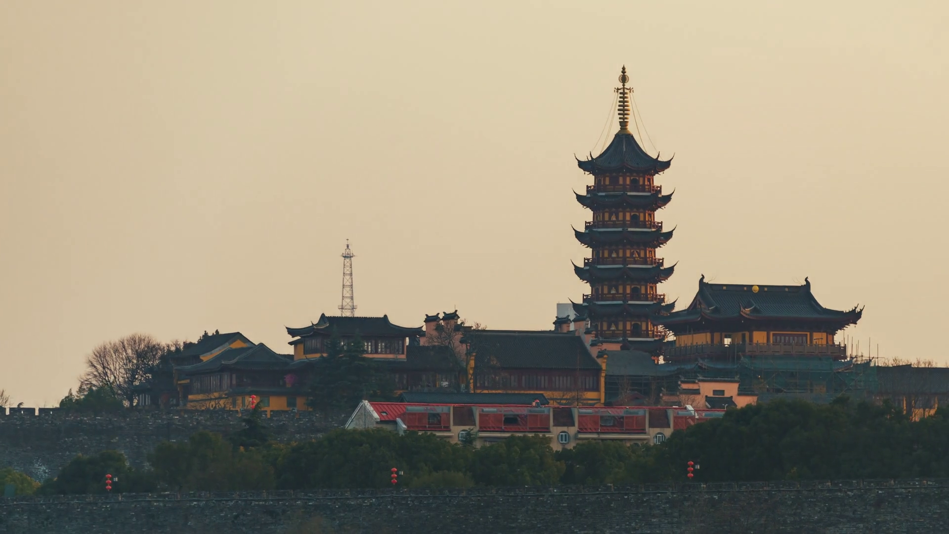 Jiming Temple With Old City Wall Timelapse Stock Footage SBV-352712241 ...