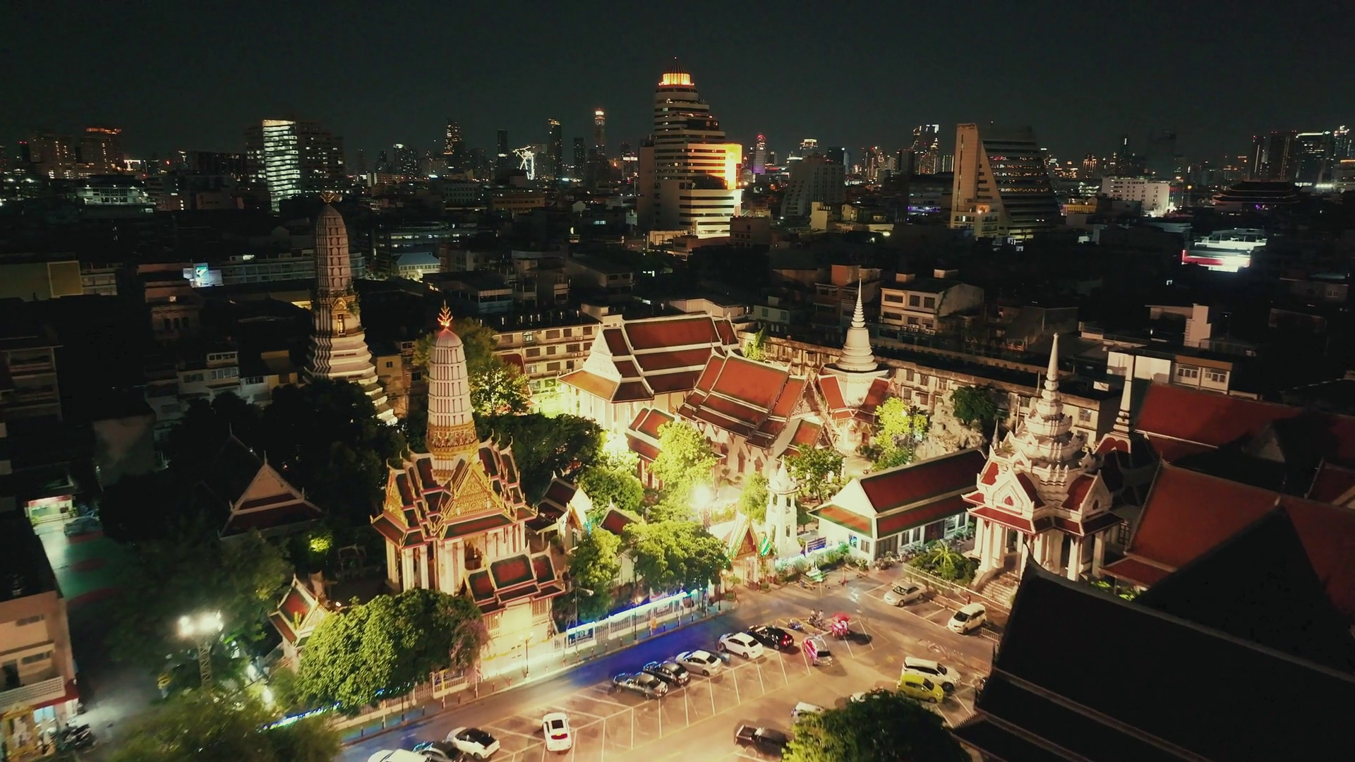 Aerial View Of Traditional Temple At Night Stock Footage SBV-352561704 ...