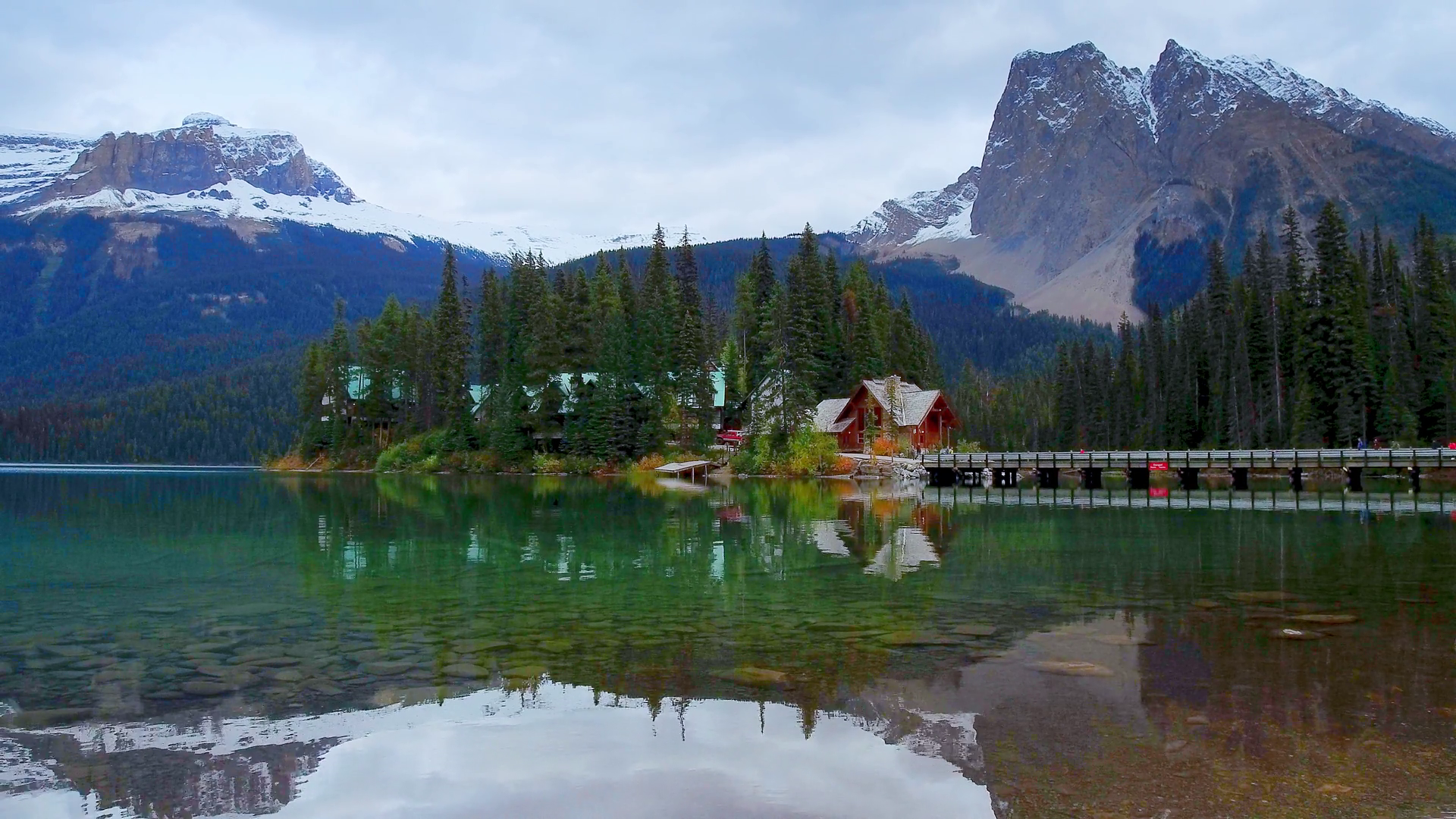 Emerald Lake With Snow Mountain Forest Over Stock Footage SBV-352507996 ...