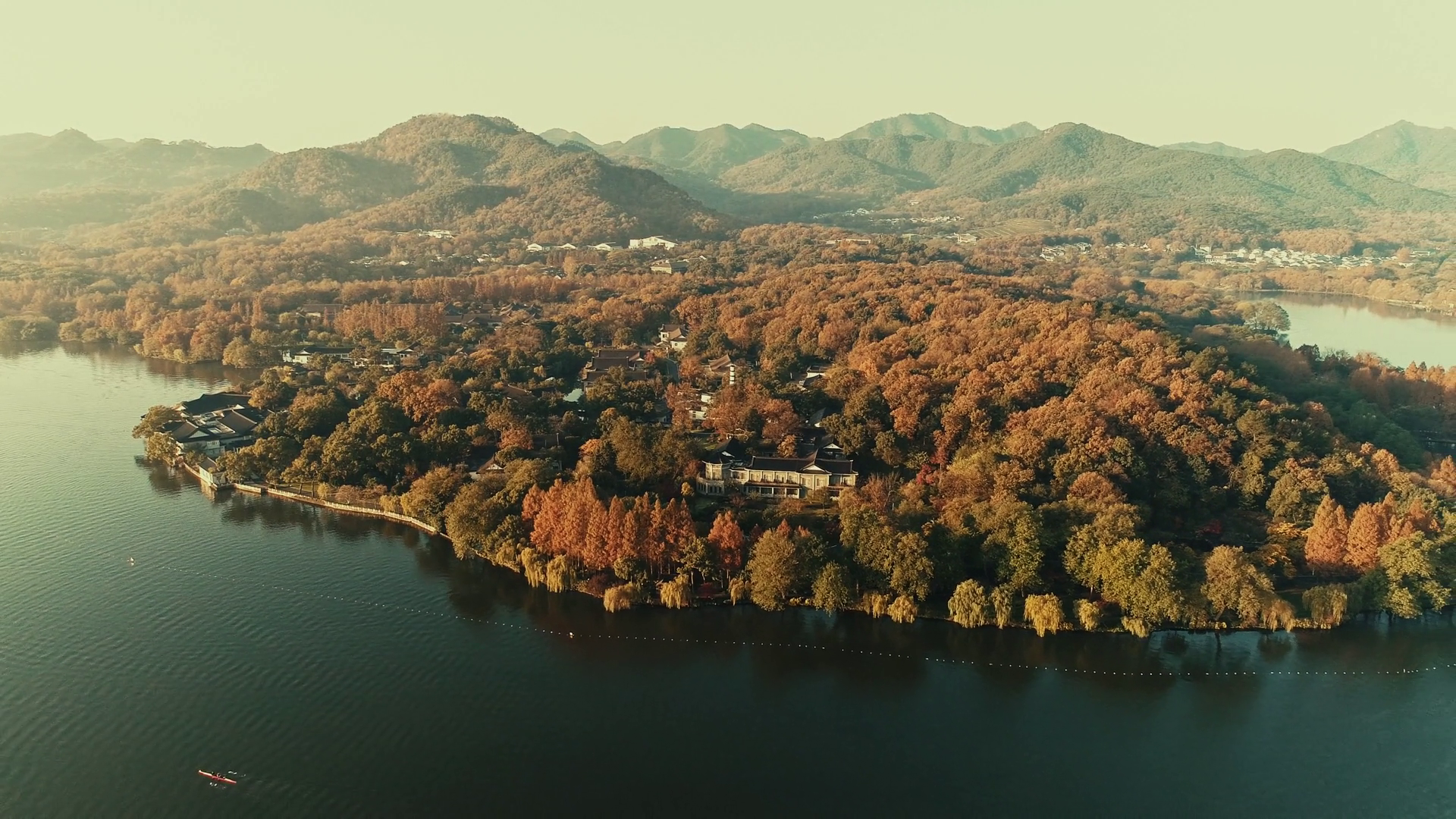 Aerial View Of West Lake (xi Hu) At Sunrise Stock Footage SBV-352517076 ...