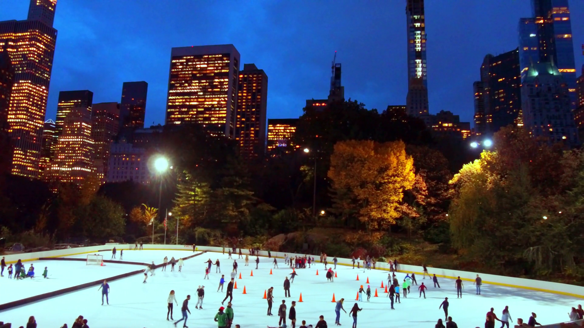 Ice Rink Panorama In Central Park In Winter Stock Footage SBV-352565275 ...