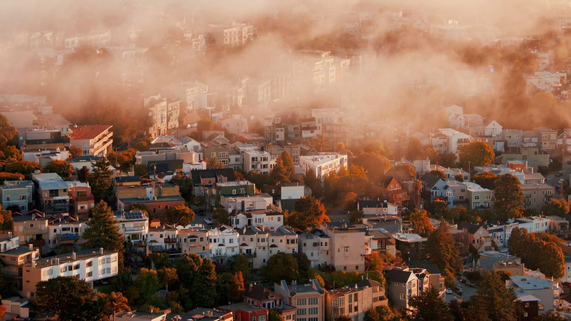 Heavy Fog Pass Through Downtown San Stock Footage SBV-352606784 ...