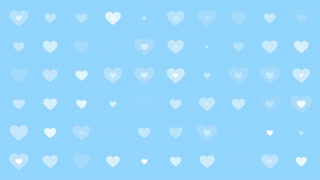 Light blue background featuring a grid of white and light blue heart shapes pulsing and glowing for valentines day and romantic themes