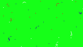 Colorful curly streamers and tiny dots falling slowly against a bright green screen background for elegant festive celebrations and party event background video