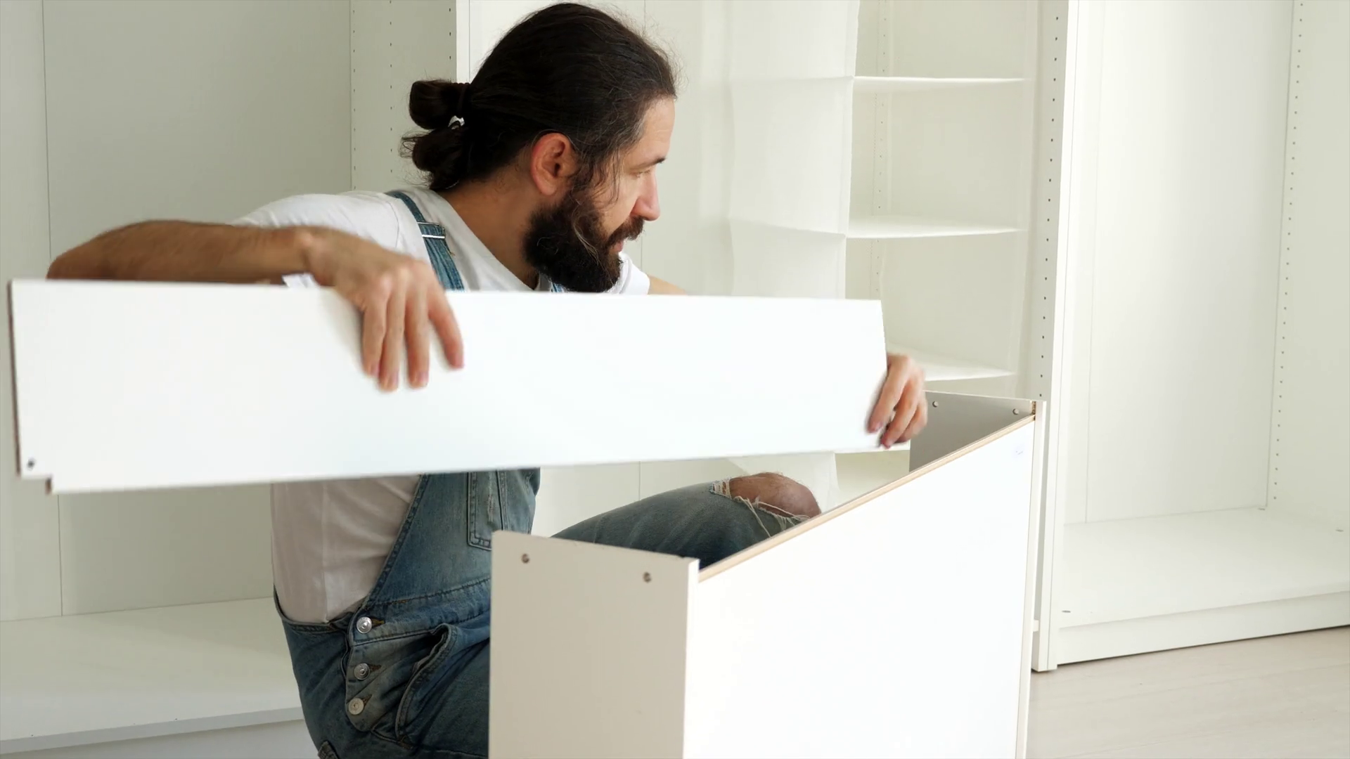 Furniture Assembly Process Man Is Assembling Stock Footage SBV