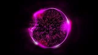 An abstract glowing sphere with flowing bright particles and transparent energy waves hovering in the darkness creates a futuristic digital visualization inspired by technology, science, movement and cosmic dynamics.