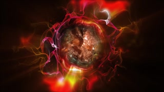 An abstract glowing sphere with flowing bright particles and transparent energy waves hovering in the darkness creates a futuristic digital visualization inspired by technology, science, movement and cosmic dynamics.
