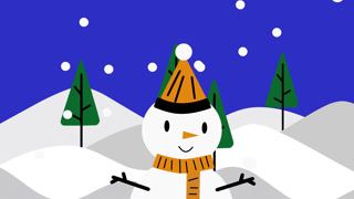 Winter animation with falling snow and a snowman