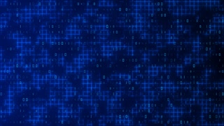 Binary Computer Code, Digital Data Network And Cyber Security Concept