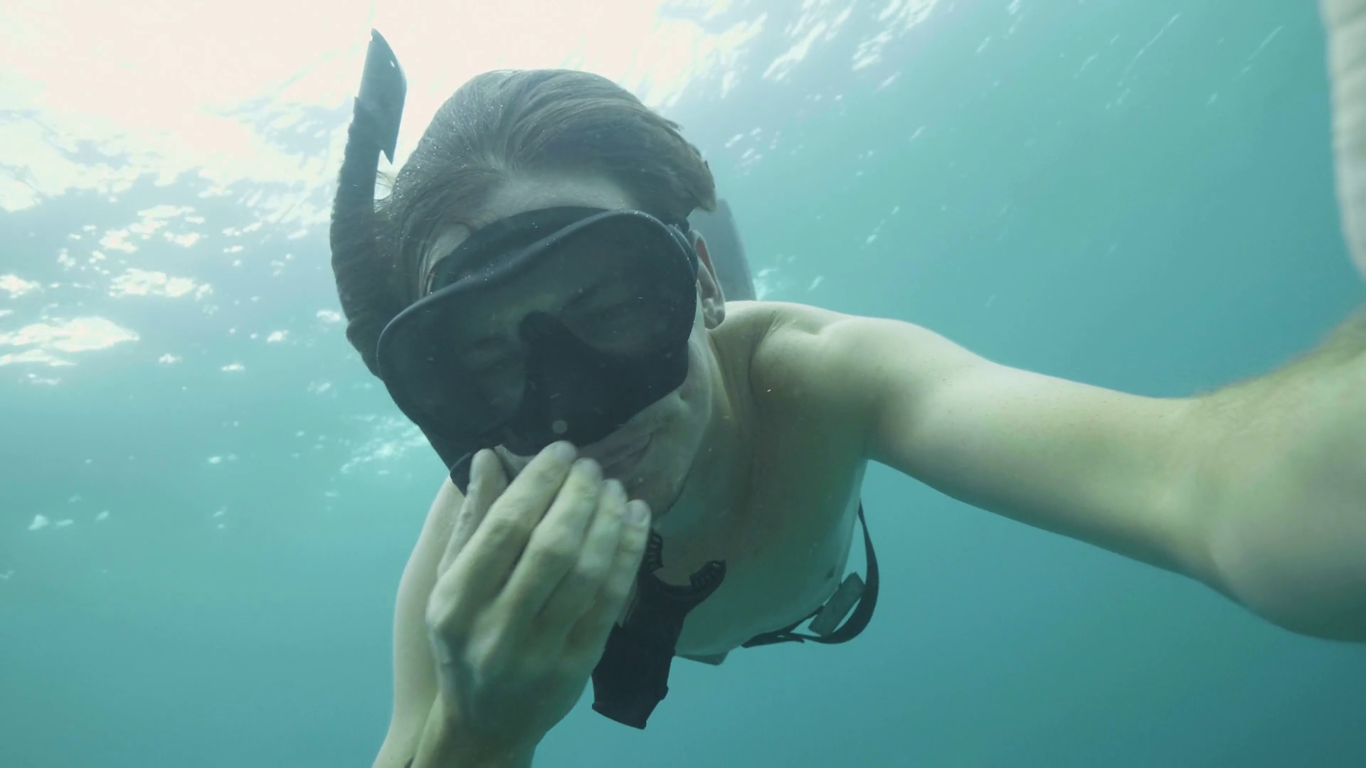 Diver Equalizing Pressure Underwater Stock Footage SBV333276802