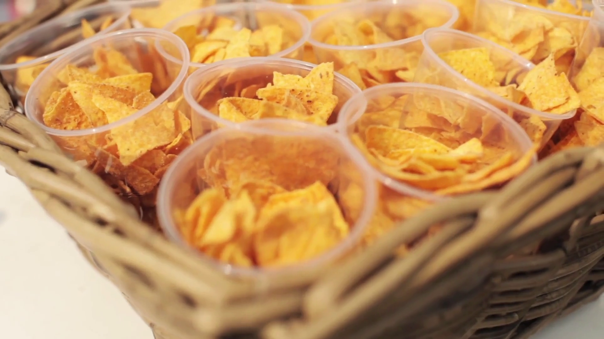 Wicker Basket Cups of Chips Stock Video Footage Storyblocks