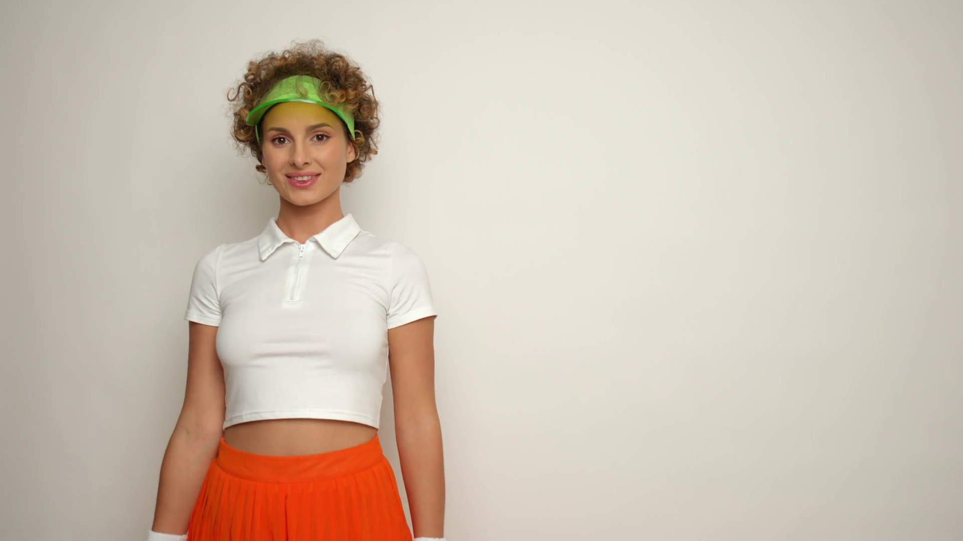 Pretty Girl In Orange Skirt With Tennis Stock Footage SBV348535209