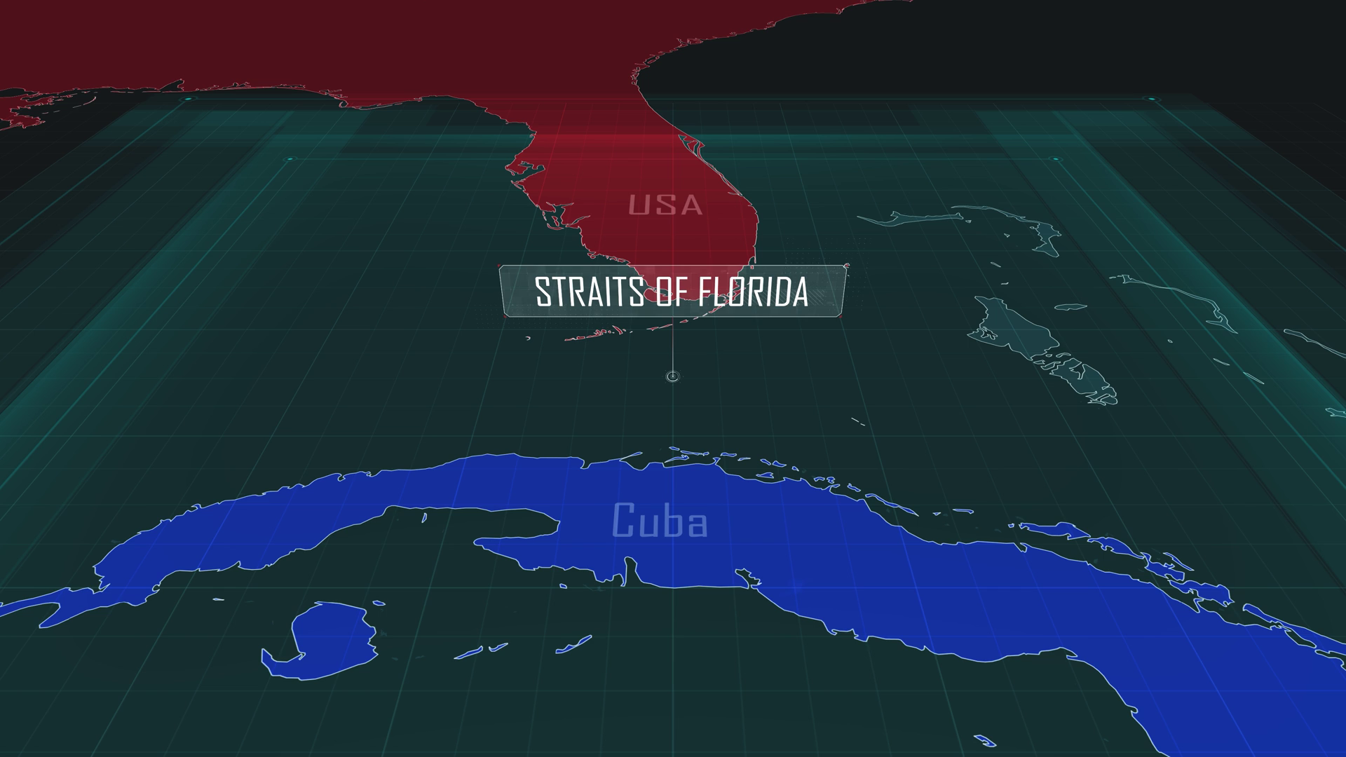 Zoom In To Map Of Straits Of Florida Between Stock Footage SBV ...