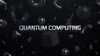 Quantum Computing Metallic Text  Floating 3D Geometric Shapes Dark Abstract Tech Motion Graphics Background