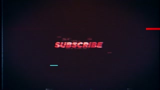SUBSCRIBE text with glitch background concept for video games screen. SUBSCRIBE Retro text effects with glitch background.