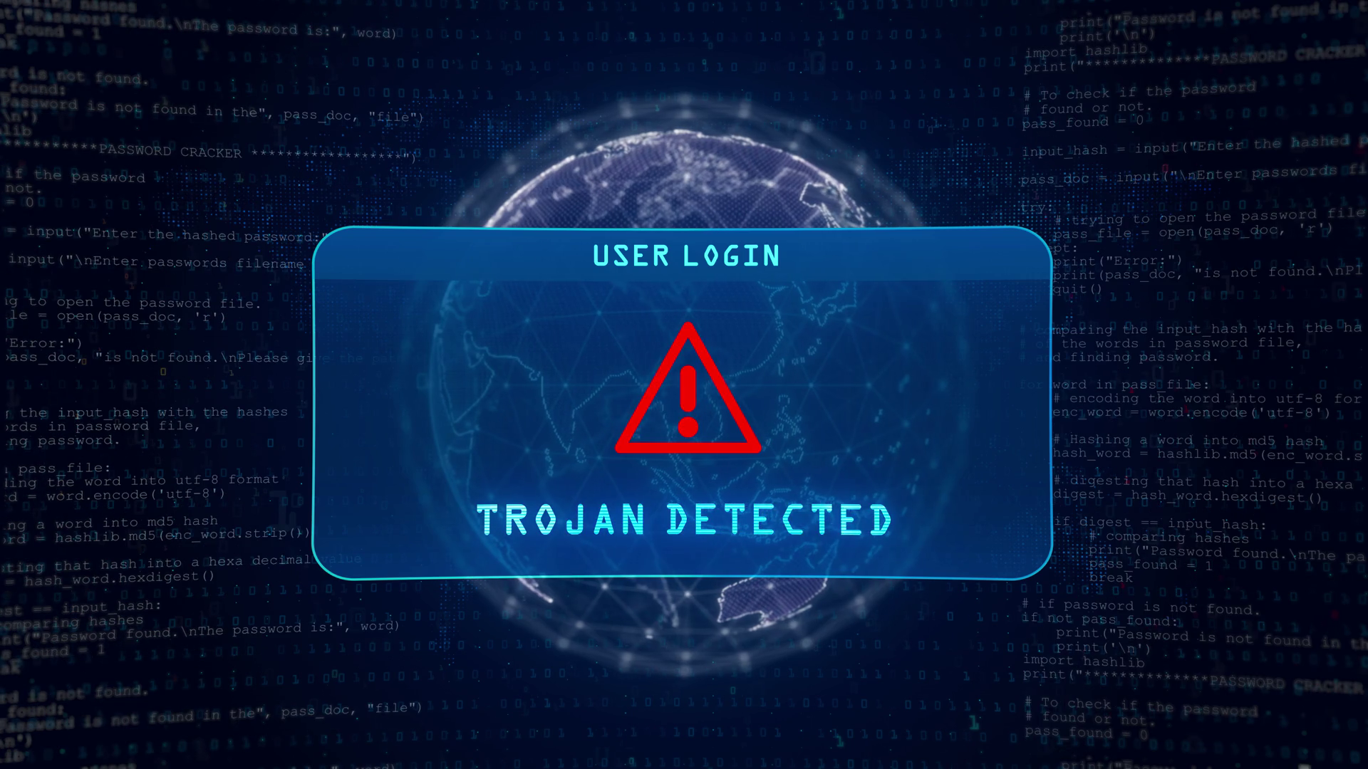 Trojan Detected Warning With User Login Stock Motion Graphics SBV