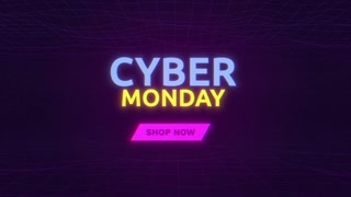 Looped animated CYBER MONDAY text over motion 3d tunnel background