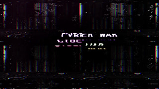 Cyber War Glitch Text with Digital Distortion Background