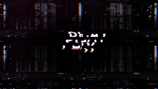 PLAY Text with Retro Glitch and Static Digital Noise Background
