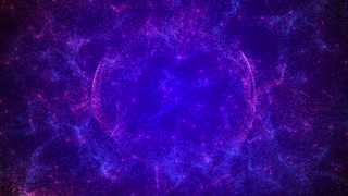 Purple Blue Cosmic Energy Sphere with Plasma Ring and Nebula Particles  Abstract Quantum Field Loop Background