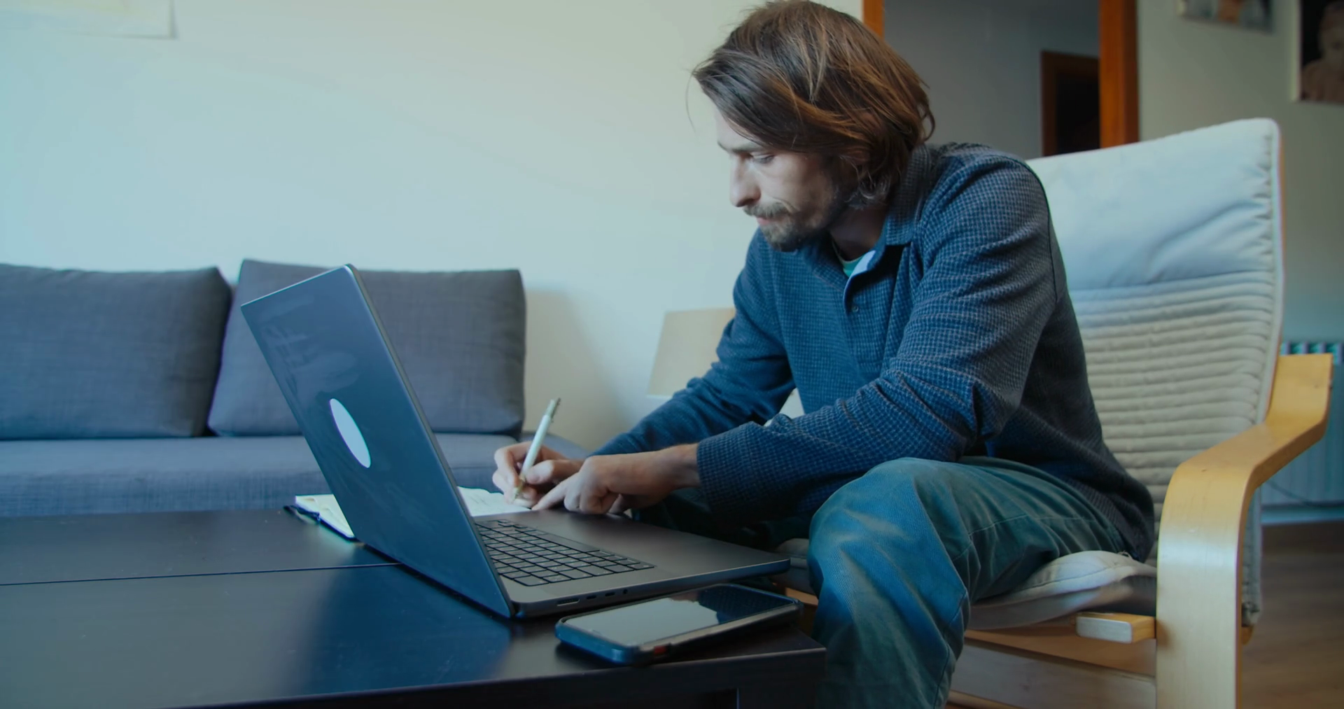 Freelancer Work At Home With Laptop Computer Stock Footage SBV