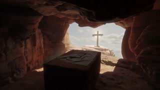 Tomb Empty With Shroud And Crucifixion - Resurrection Of Jesus Christ