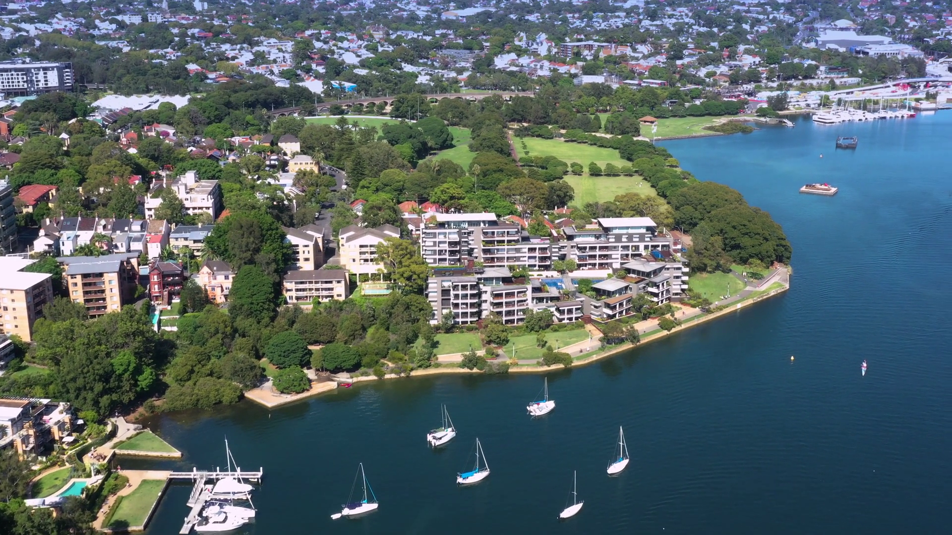 Aerial Drone View Of Rozelle Bay Stock Footage SBV-352648946 - Storyblocks