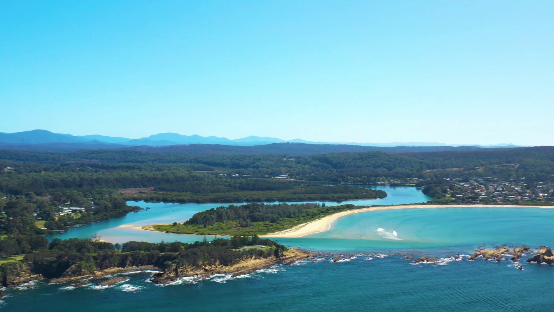 Aerial Pan View Of Tomakin Beach Barlings Stock Footage SBV-352333693 ...