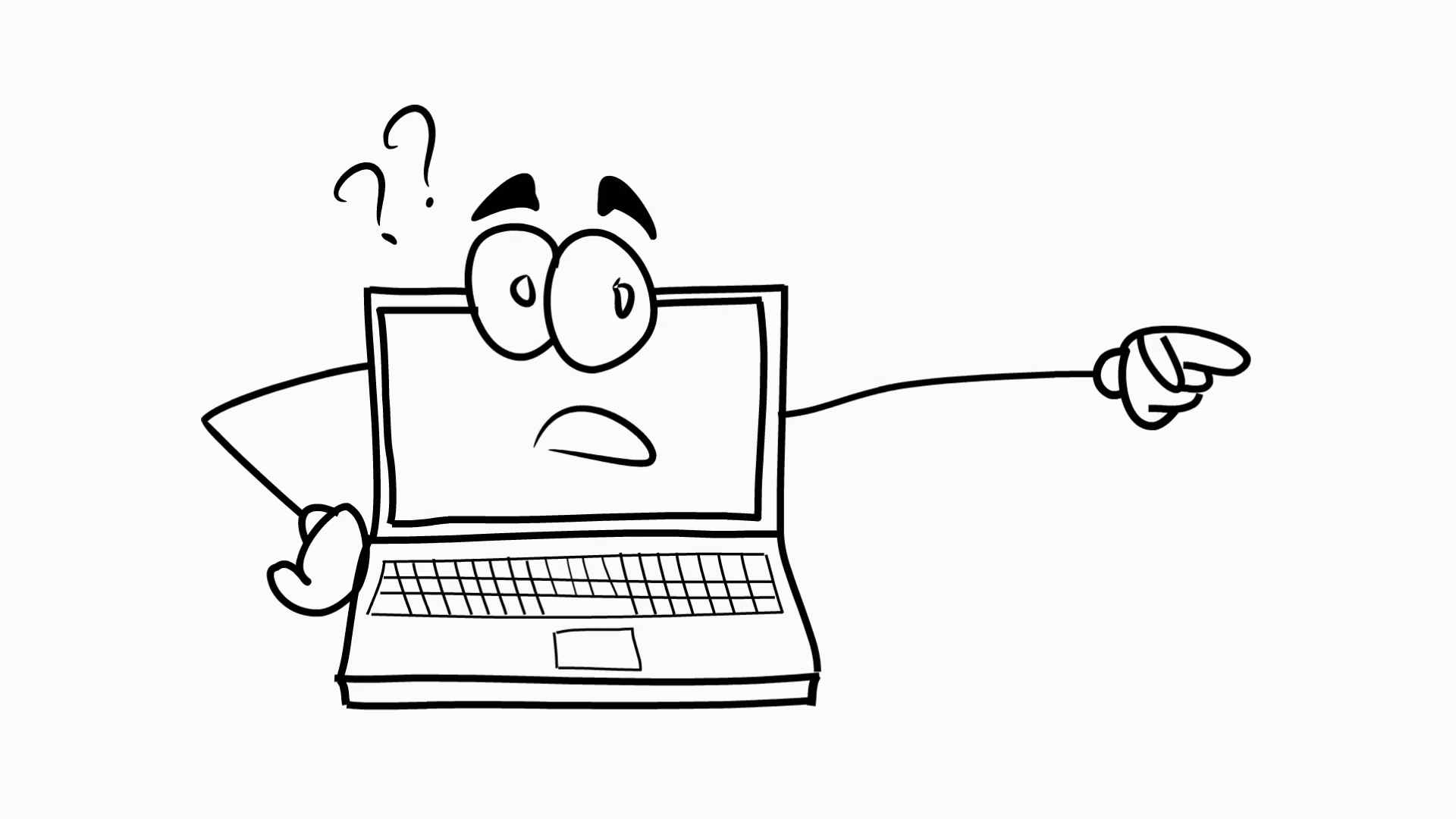 laptop pointing cartoon illustration hand drawn animation transparent