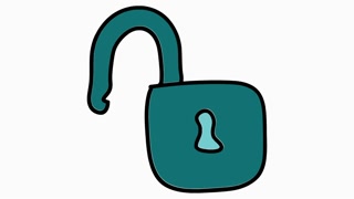 Lock Open Icon Cartoon Illustration Hand Drawn Animation Transparent Motion Background Storyblocks