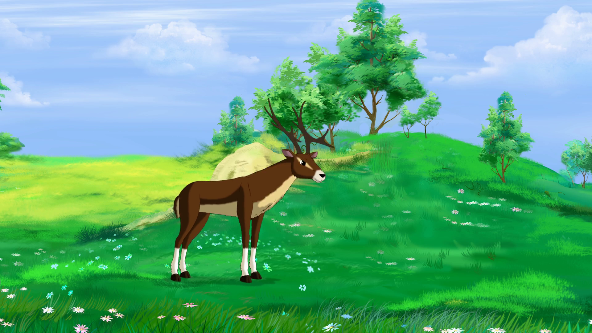 Antlered Deer In Nature 2d Animation In 4k Stock Motion Graphics SBV ...