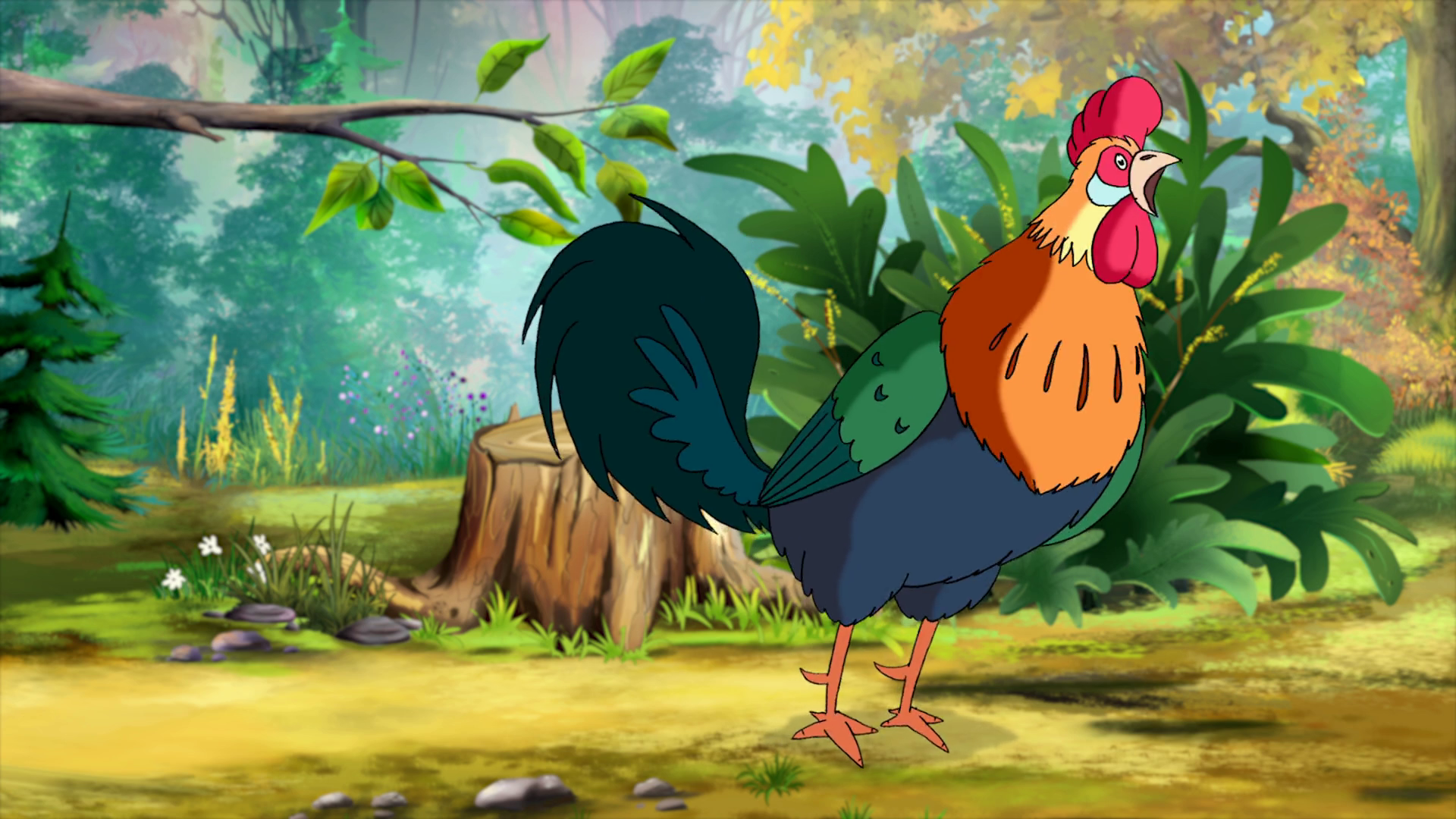 Colorful Rooster Walks Crows In Nature 4k Stock Motion Graphics SBV ...