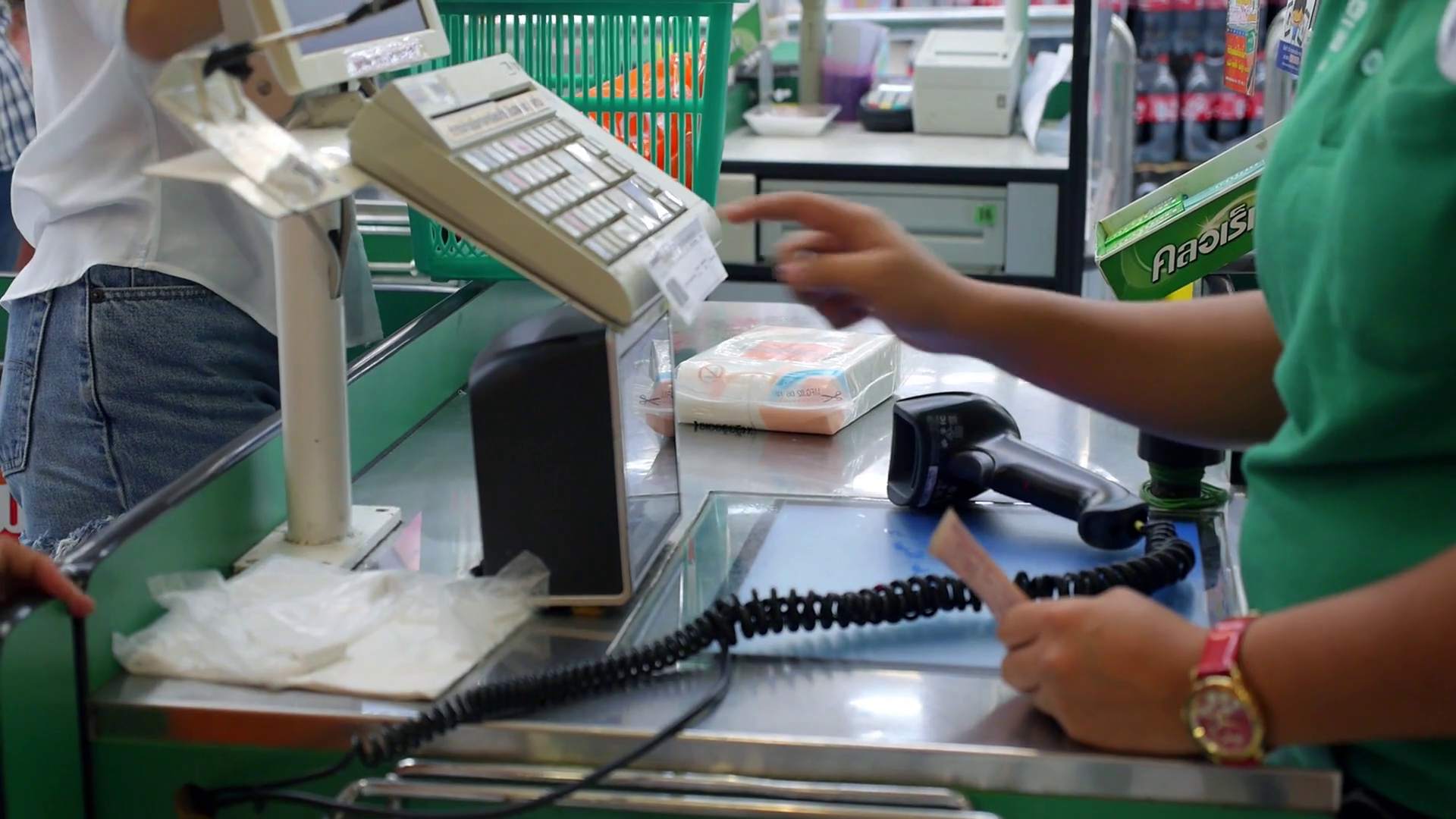 Cashdesk With Cashier Terminal In Stock Footage SBV304518681