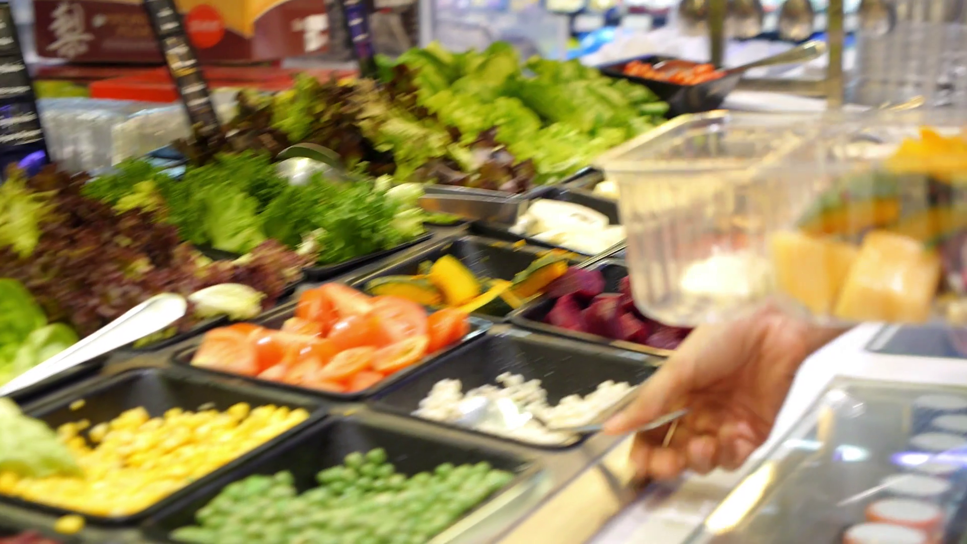 Woman Buying Food At Salad Bar Healthy Stock Footage SBV308305857