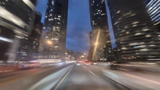 4K Timelapse Sequence of Toronto, Canada - Drivelapse filmed on the Highway Gardiner Expressway at Night