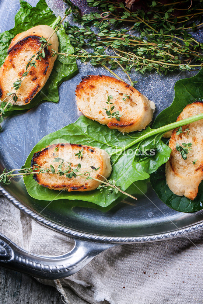 Fried Bread Croutons With Thym RoyaltyFree Stock Image Storyblocks