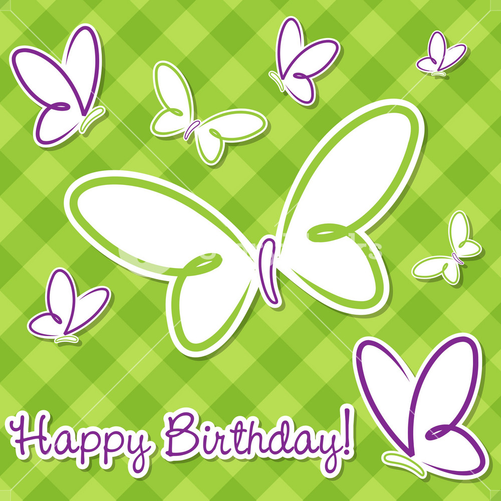 Butterfly Birthday Card In Vector Format. RoyaltyFree Stock Image