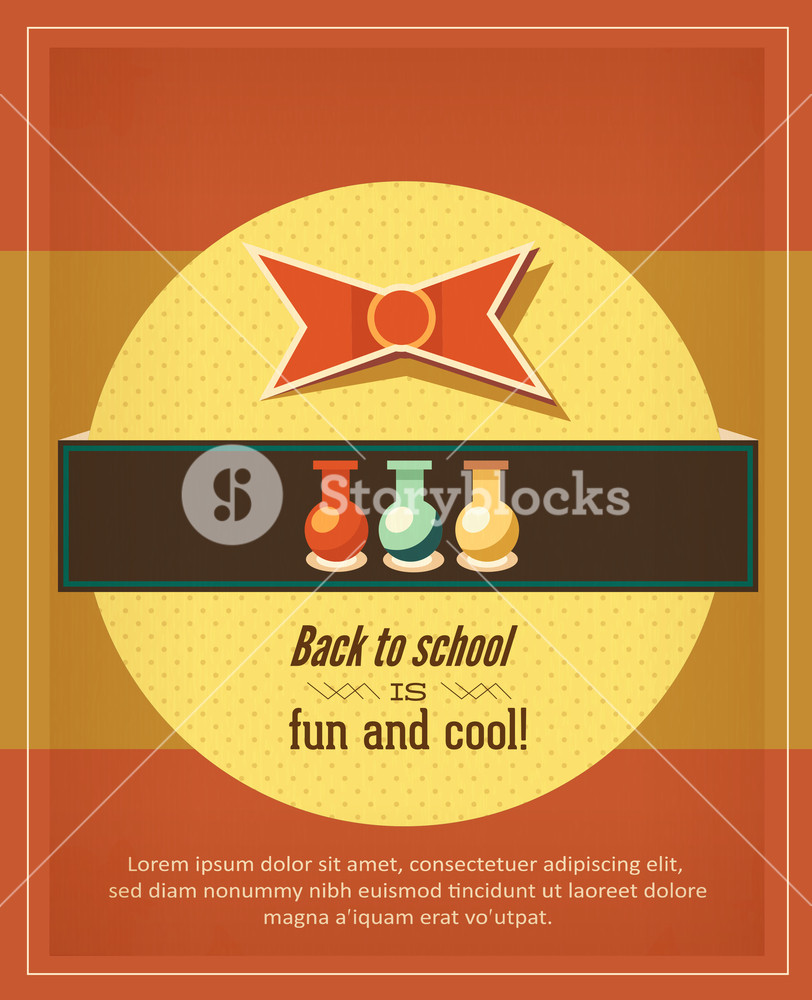 Education Vector Illustration With Ribbon And School Elements (editable ...