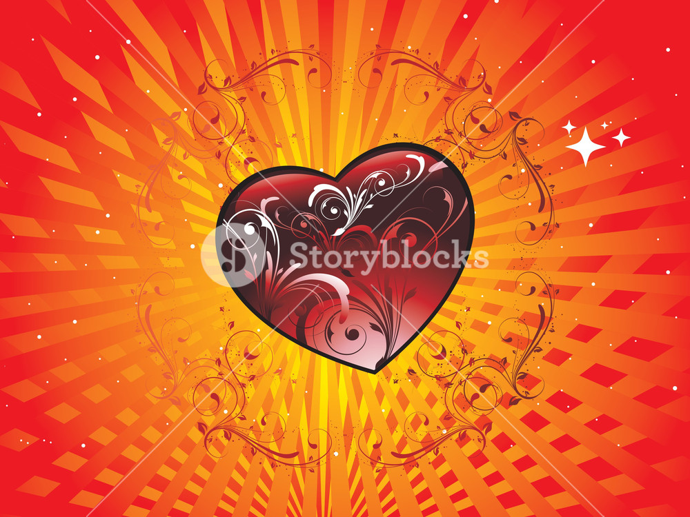 Floral Background With Heart And Stars