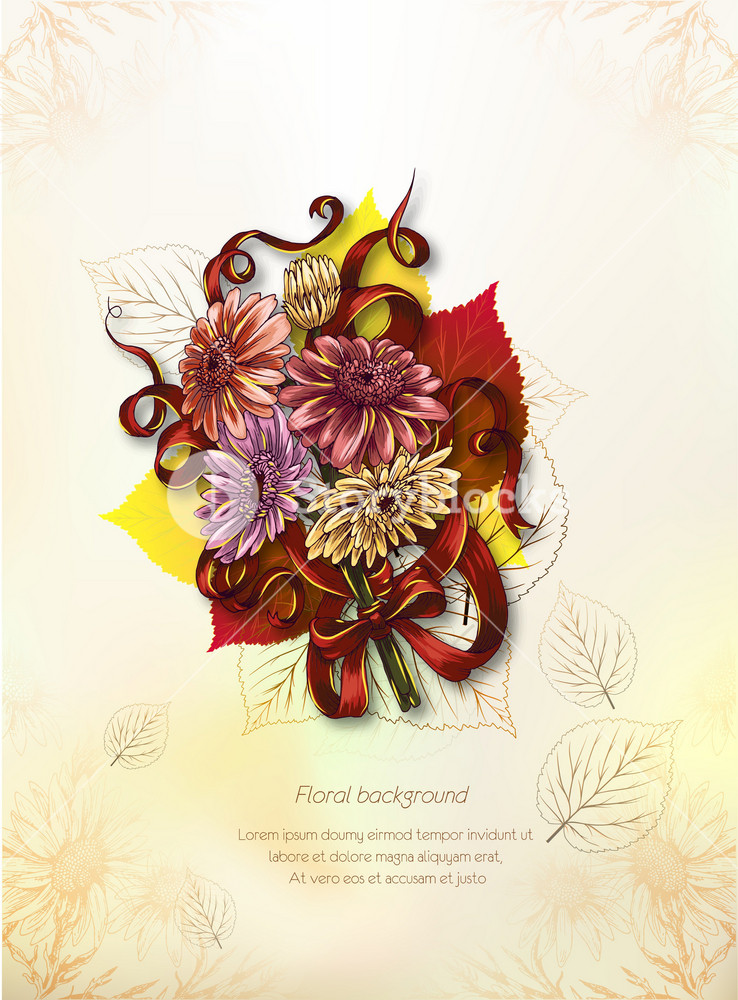 Floral Vector Background Illustration With Floral Bouquet