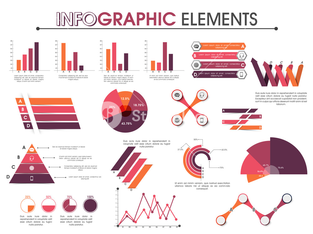 Creative Colorful Business Infographic Elements Including Pie Chart 