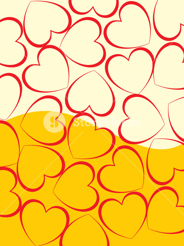 Halftone Background With Red Hearts