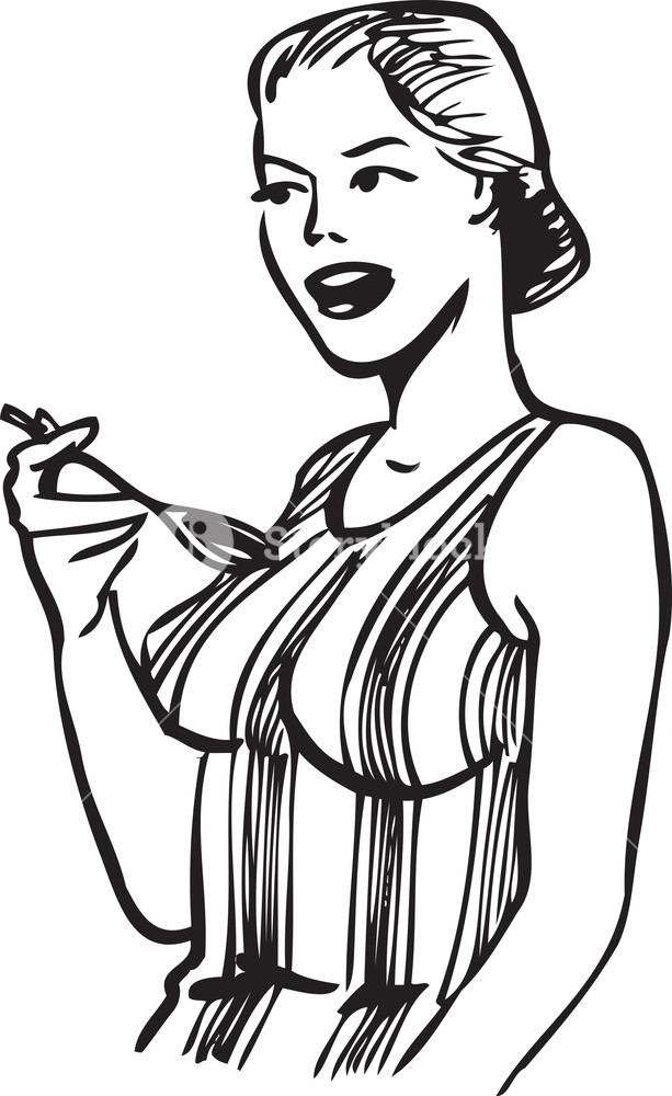 Illustration Of A Lady With Spoon. RoyaltyFree Stock Image Storyblocks