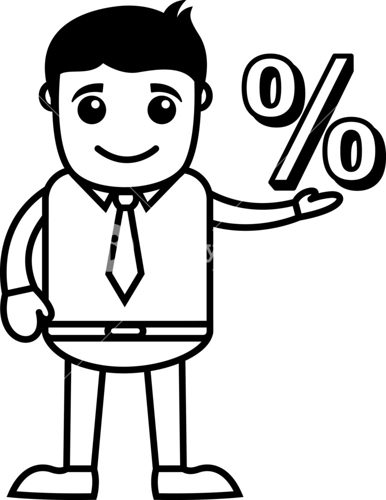 Man Having Percentage Sign In His Hand - Business Cartoon Vectors ...