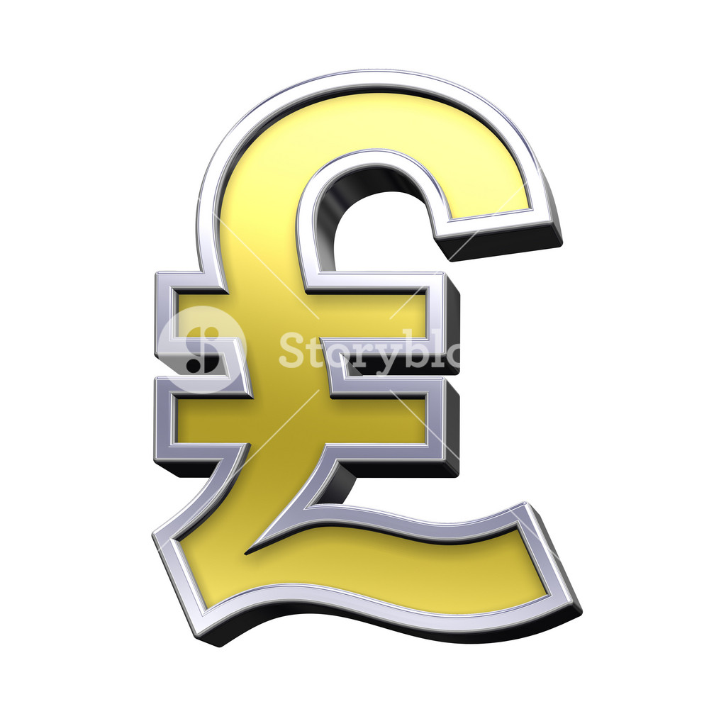 Pound Sign From Gold With Chrome Frame Alphabet Set RoyaltyFree Stock